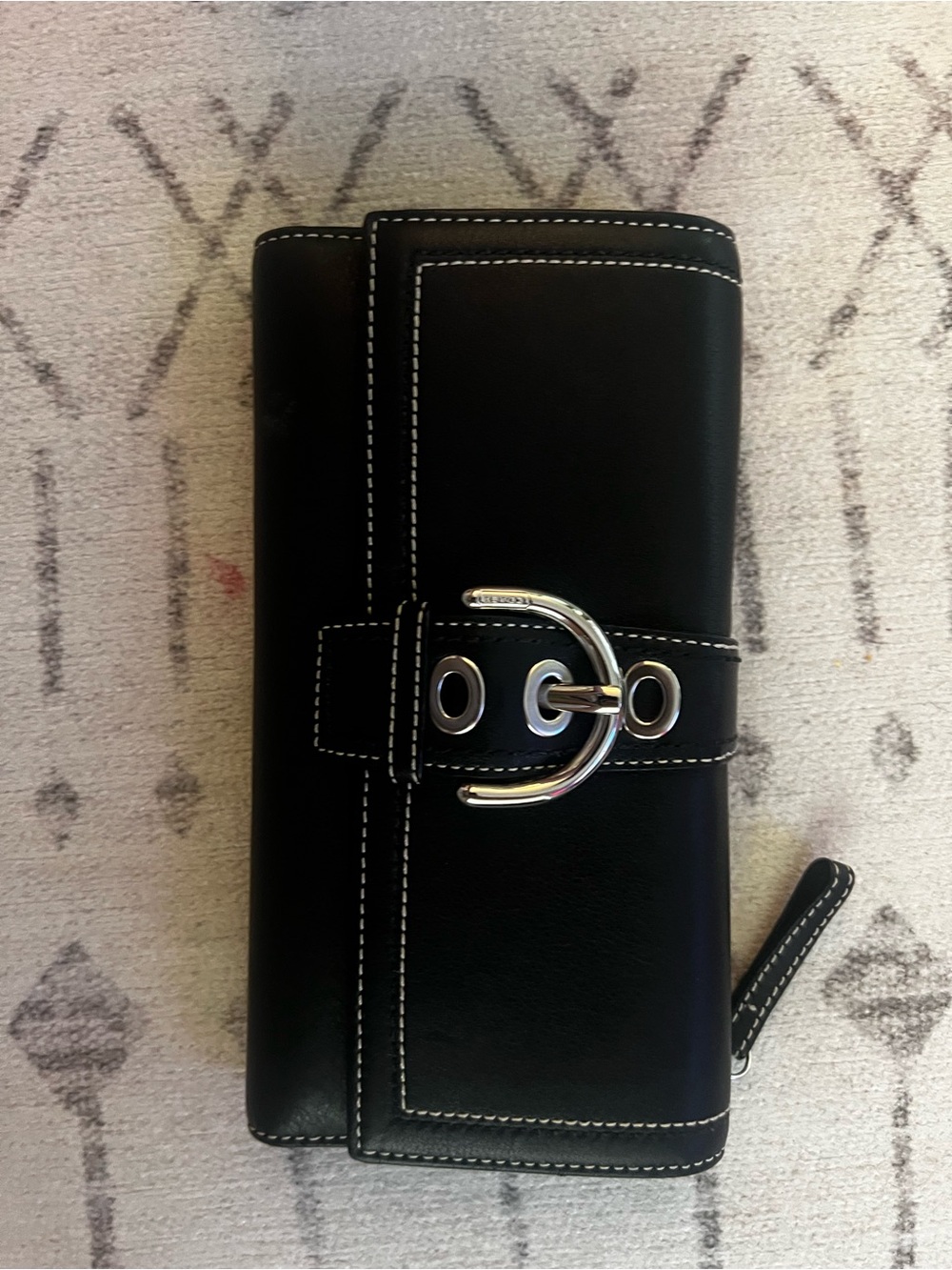 Coach Black Leather Wallet with Silver Buckle